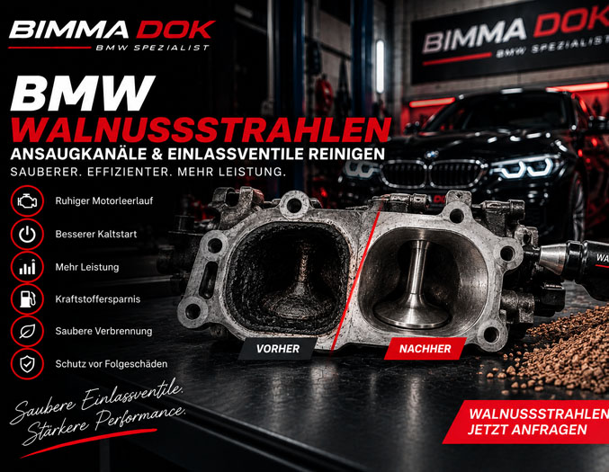 BMW Walnussstrahlen Ansaugkanäle und Einlassventile bei BIMMA DOK
